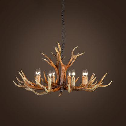 Lustre Geneviève en bois de cerf