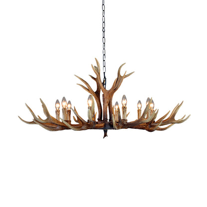 Lustre Geneviève en bois de cerf