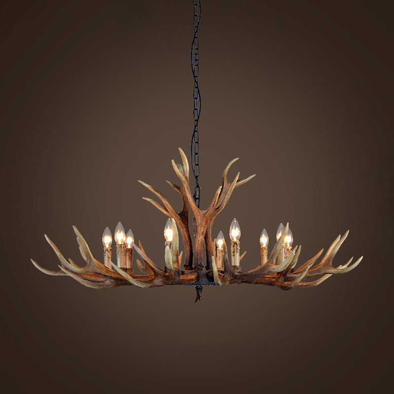 Lustre Geneviève en bois de cerf