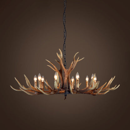Lustre Geneviève en bois de cerf