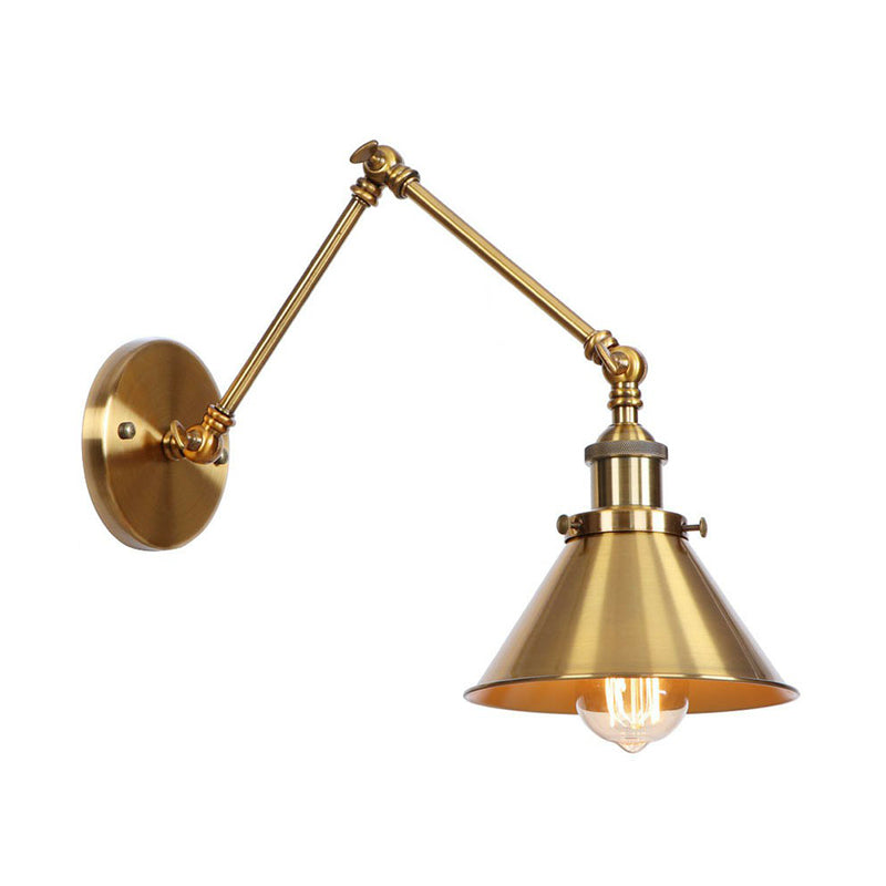 Madeleine Industrial Swing Arm Wall Lamp – Brass Metal, 6"–8"