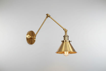 Madeleine Industrial Swing Arm Wall Lamp – Brass Metal, 6"–8"