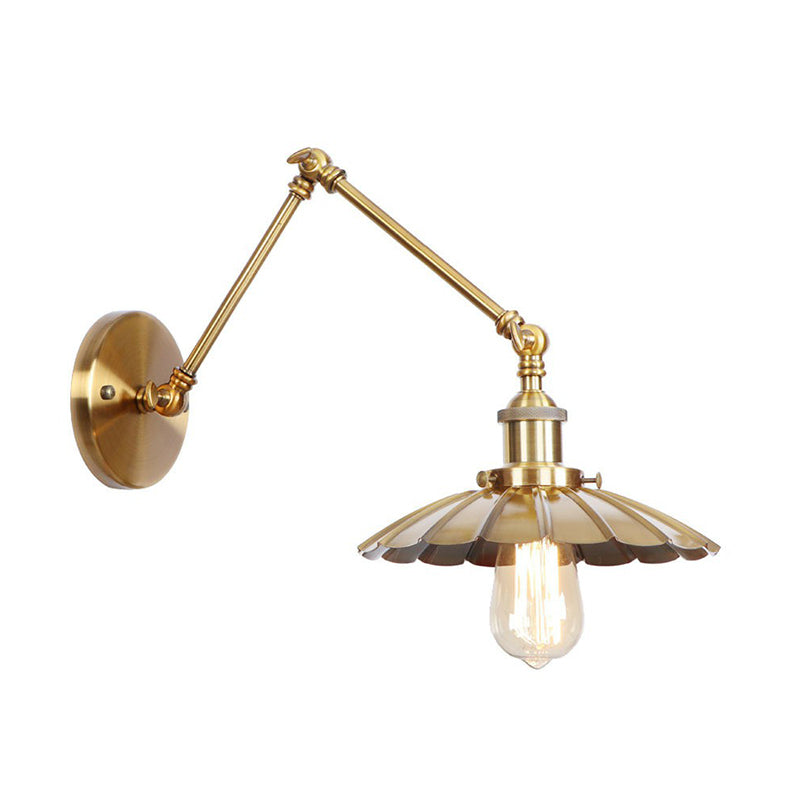 Madeleine Industrial Swing Arm Wall Lamp – Brass Metal, 6"–8"