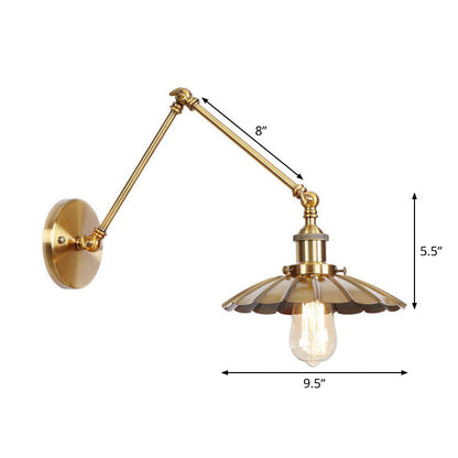 Madeleine Industrial Swing Arm Wall Lamp – Brass Metal, 6"–8"
