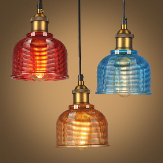 Suspension Éliane Retro Gridded Glass Carillon