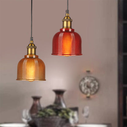 Suspension Éliane Retro Gridded Glass Carillon