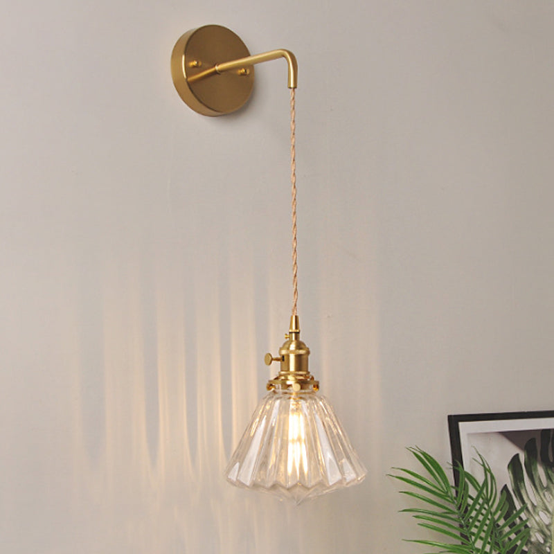 Lucienne Prismatic Glass Brass Bedside Wall Lamp