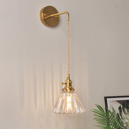 Amélie Prismatic Glass Wall Lamp with Brass Frame and Rotary Switch