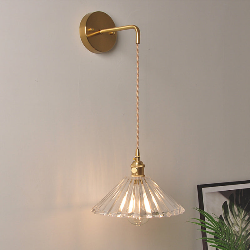 Lucienne Prismatic Glass Brass Bedside Wall Lamp