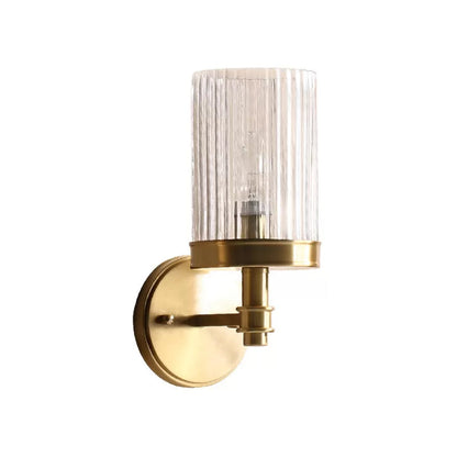 Élise Traditional Cylinder Glass Wall Lamp – Brown/Gold, 5 to 9 Inch