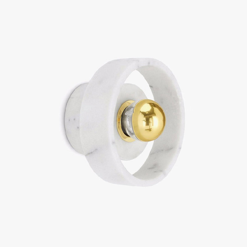 Anaïs White Gold Marble Circle Wall Light Sconce