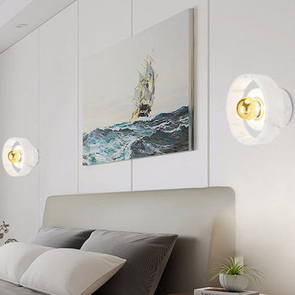 Anaïs White Gold Marble Circle Wall Light Sconce