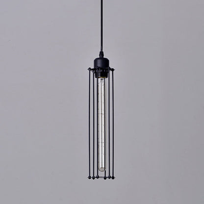 Anaelle Tube Pendant Light Black Industrial Slim Hanging