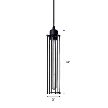 Anaelle Tube Pendant Light Black Industrial Slim Hanging