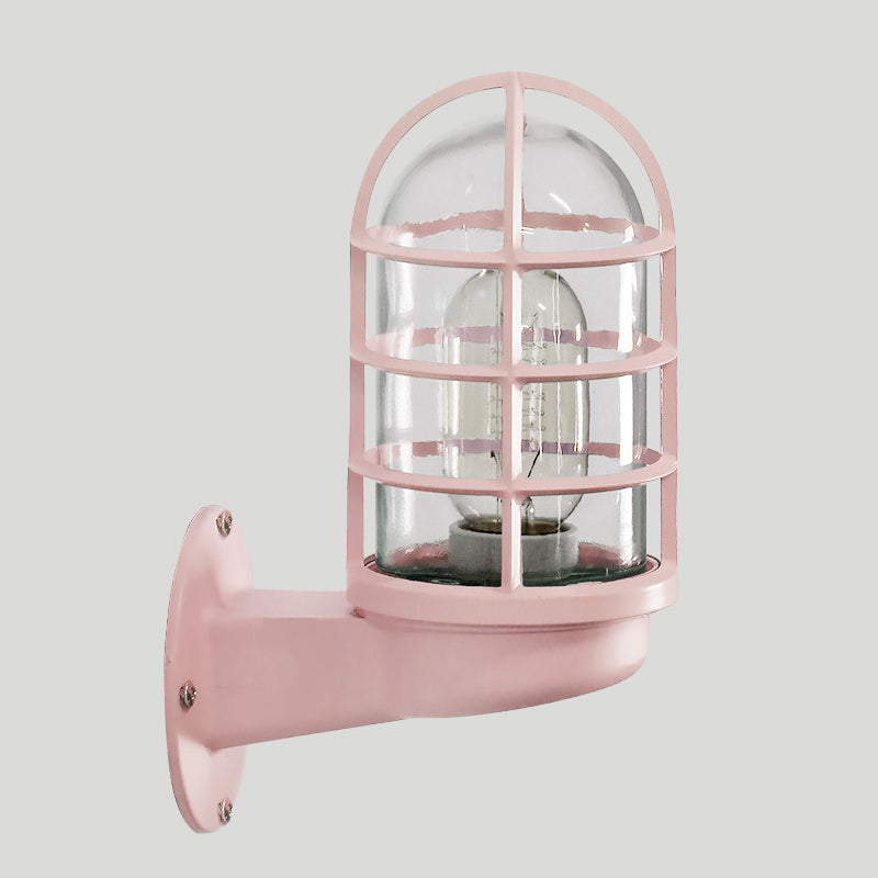Applique murale cage en verre industriel Amélie Rose/Bleu/Rouille