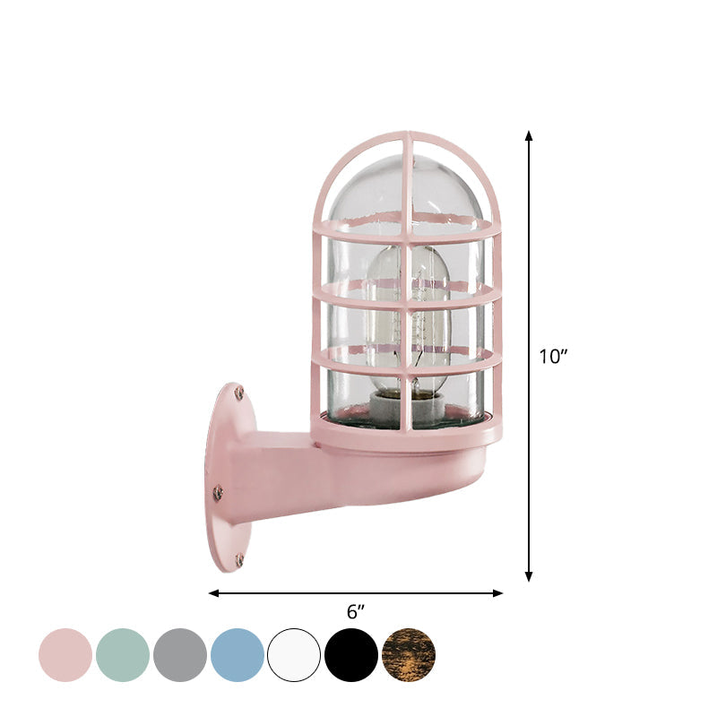 Applique murale cage en verre industriel Amélie Rose/Bleu/Rouille