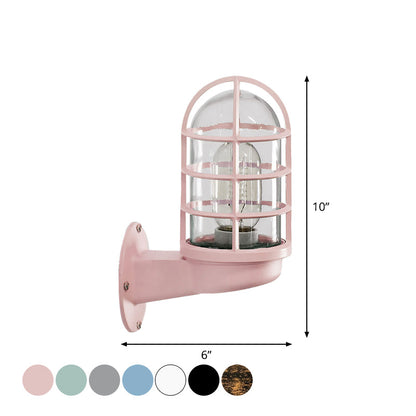 Applique murale cage en verre industriel Amélie Rose/Bleu/Rouille
