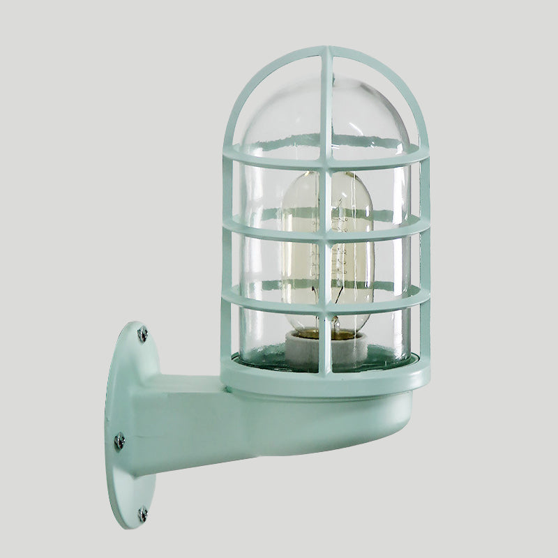 Applique murale cage en verre industriel Amélie Rose/Bleu/Rouille