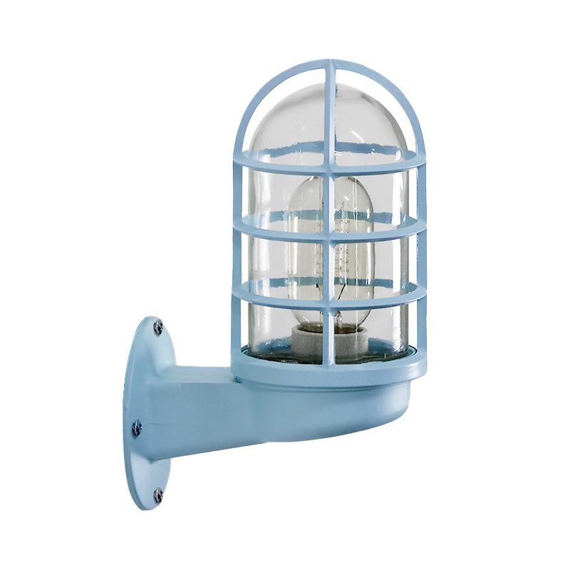 Applique murale cage en verre industriel Amélie Rose/Bleu/Rouille