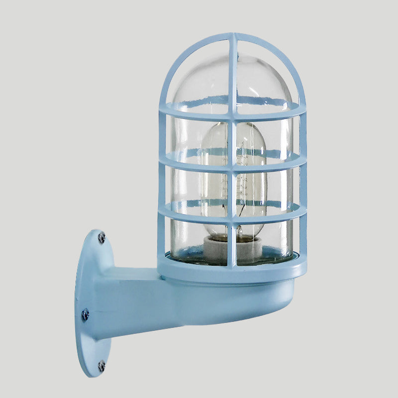 Applique murale cage en verre industriel Amélie Rose/Bleu/Rouille