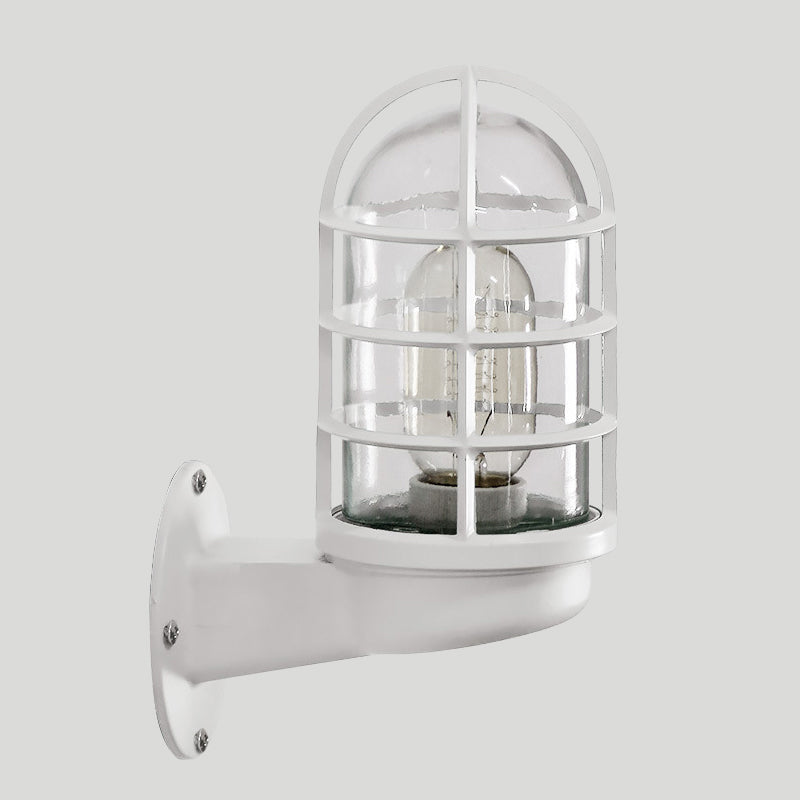 Mathilde Capsule Wall Lamp with Transparent Glass and Wire Cage