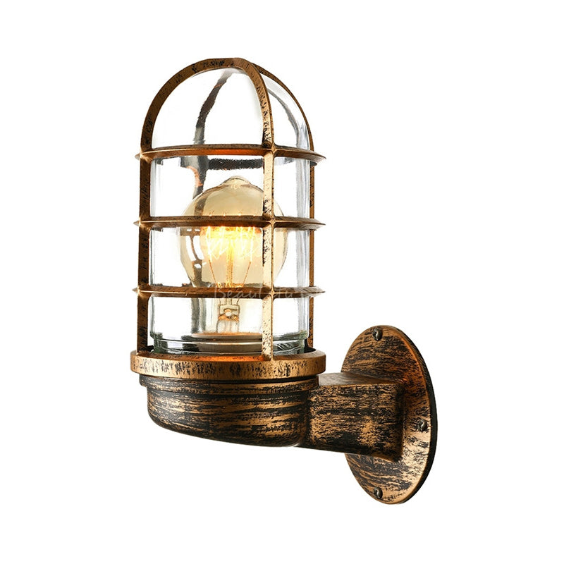 Mathilde Capsule Wall Lamp with Transparent Glass and Wire Cage