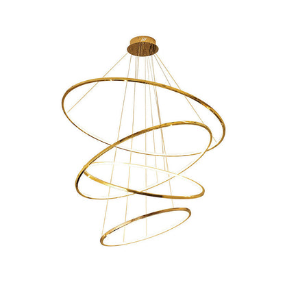 Lustre Camille à anneaux superposés LED dorés, suspension moderne