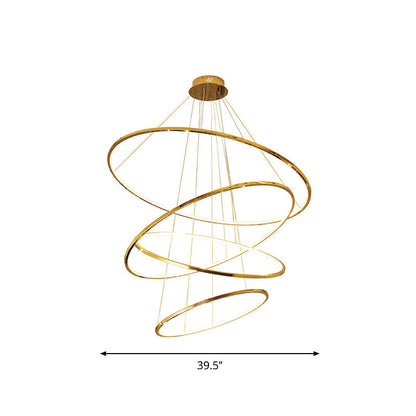 Lustre Camille à anneaux superposés LED dorés, suspension moderne