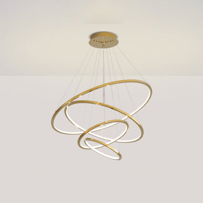 Lustre Camille à anneaux superposés LED dorés, suspension moderne