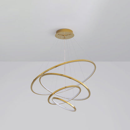 Lustre Camille à anneaux superposés LED dorés, suspension moderne
