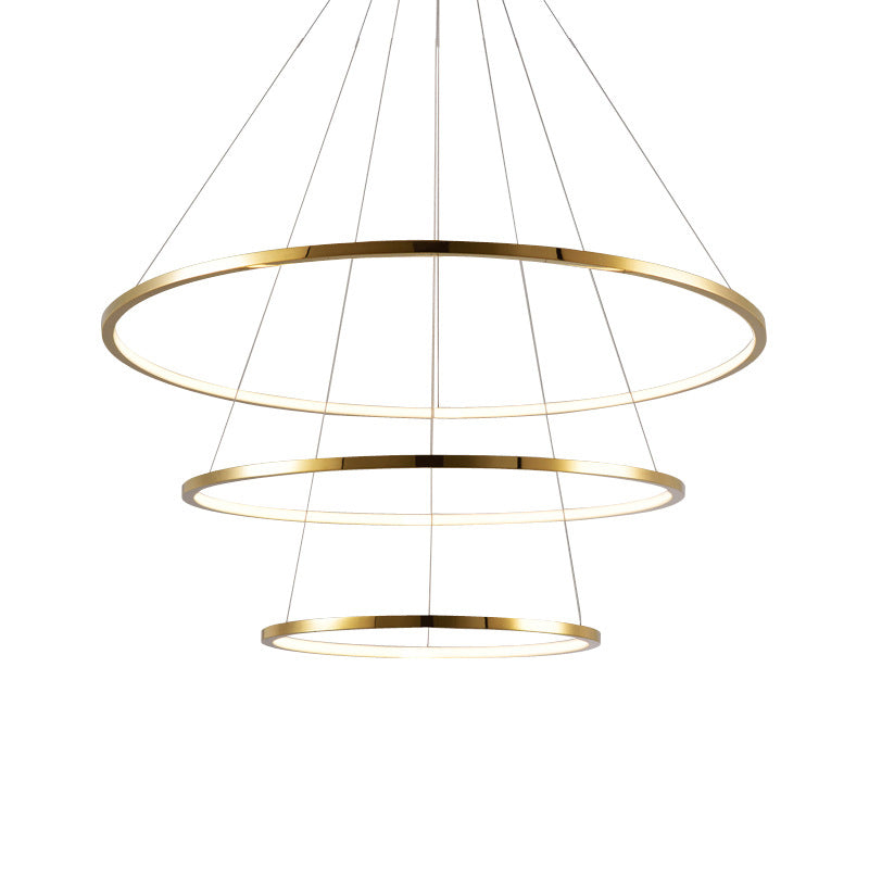 Lustre Camille à anneaux superposés LED dorés, suspension moderne