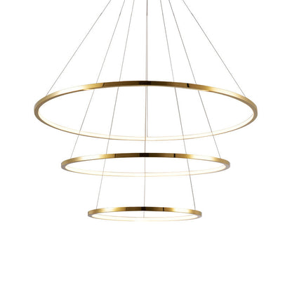 Lustre Camille à anneaux superposés LED dorés, suspension moderne
