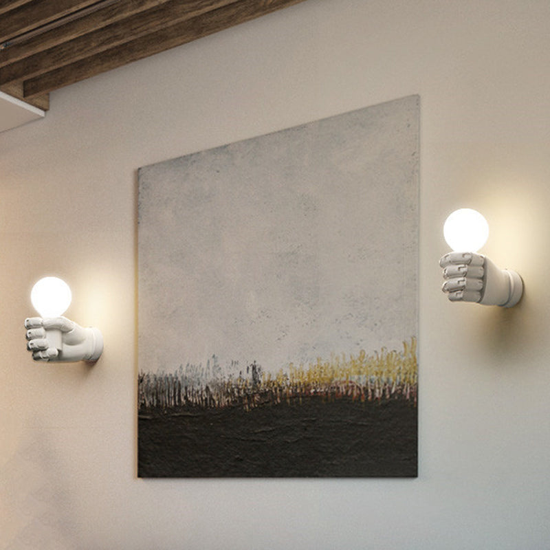 Applique murale Océane Fist Art Déco en résine noir et blanc