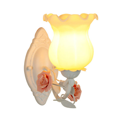 Isabelle American Garden Wall Lamp Metal and Glass LED Lighting