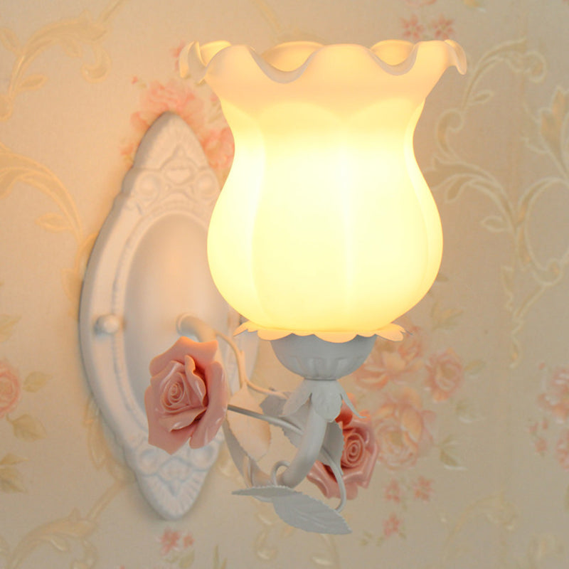 Isabelle American Garden Wall Lamp Metal and Glass LED Lighting