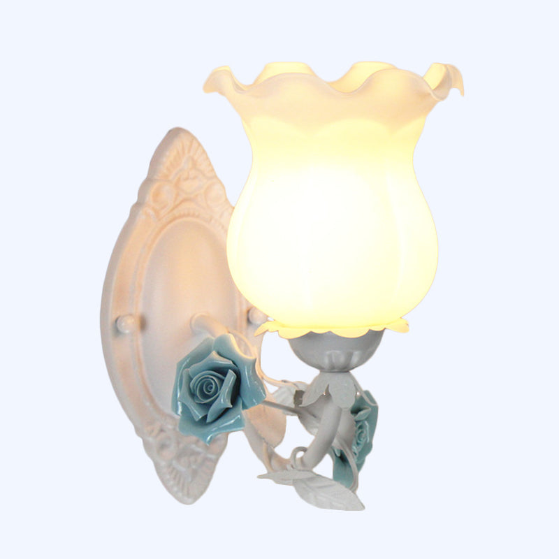 Isabelle American Garden Wall Lamp Metal and Glass LED Lighting