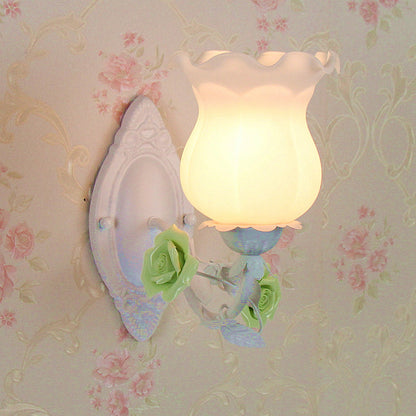 Applique murale en verre Lucie Floral – Rose/Vert/Bleu, de 5 à 9 pouces