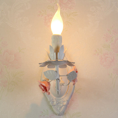 Applique murale Fleurie Pastoral Bougie Bleu/Rose