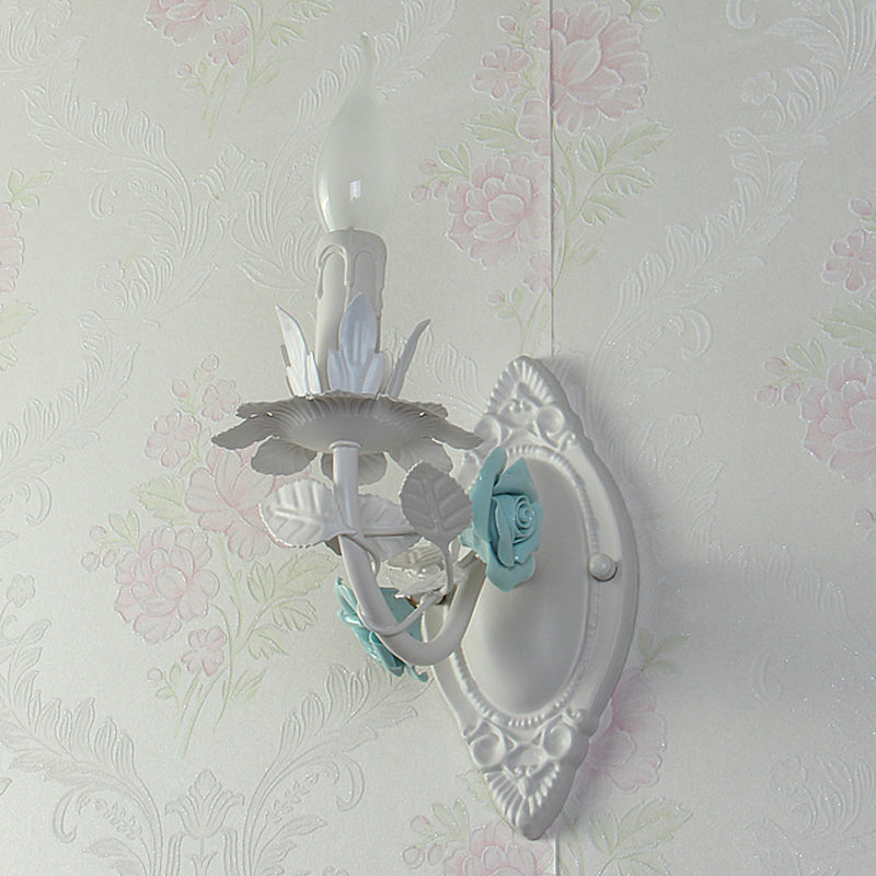 Applique murale Fleurie Pastoral Bougie Bleu/Rose