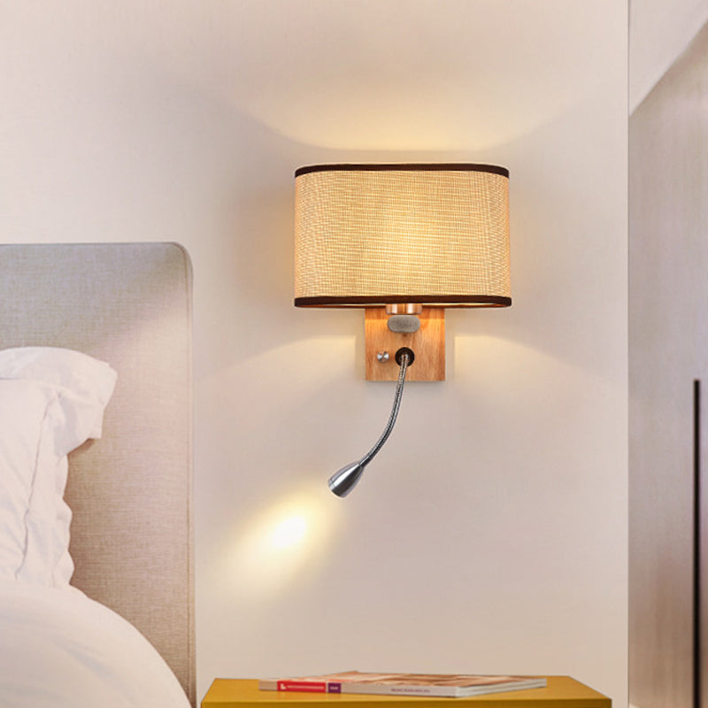 Clémence Flexible Bedside Wall Lamp – Nordic Fabric Oval Shade, 10 to 14 Inch
