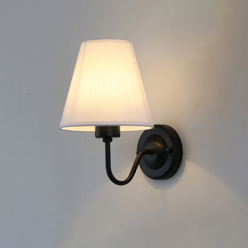 Sophie Nordic Cone Fabric Wall Sconce 1-Head Black/White