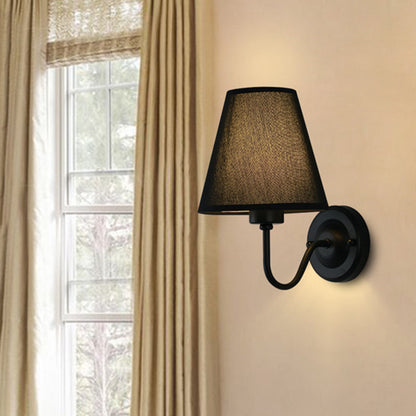 Sophie Nordic Cone Fabric Wall Sconce 1-Head Black/White