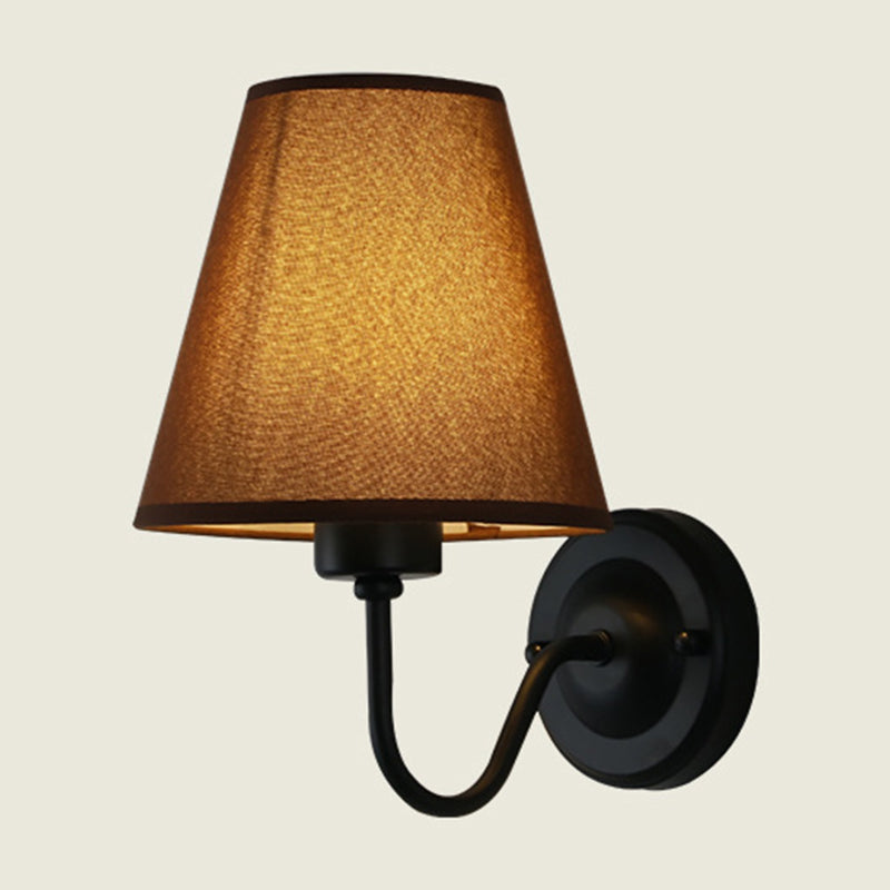 Sophie Nordic Cone Fabric Wall Sconce 1-Head Black/White