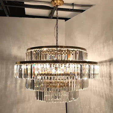 Lustre à plusieurs niveaux en cristal prismatique Valérie