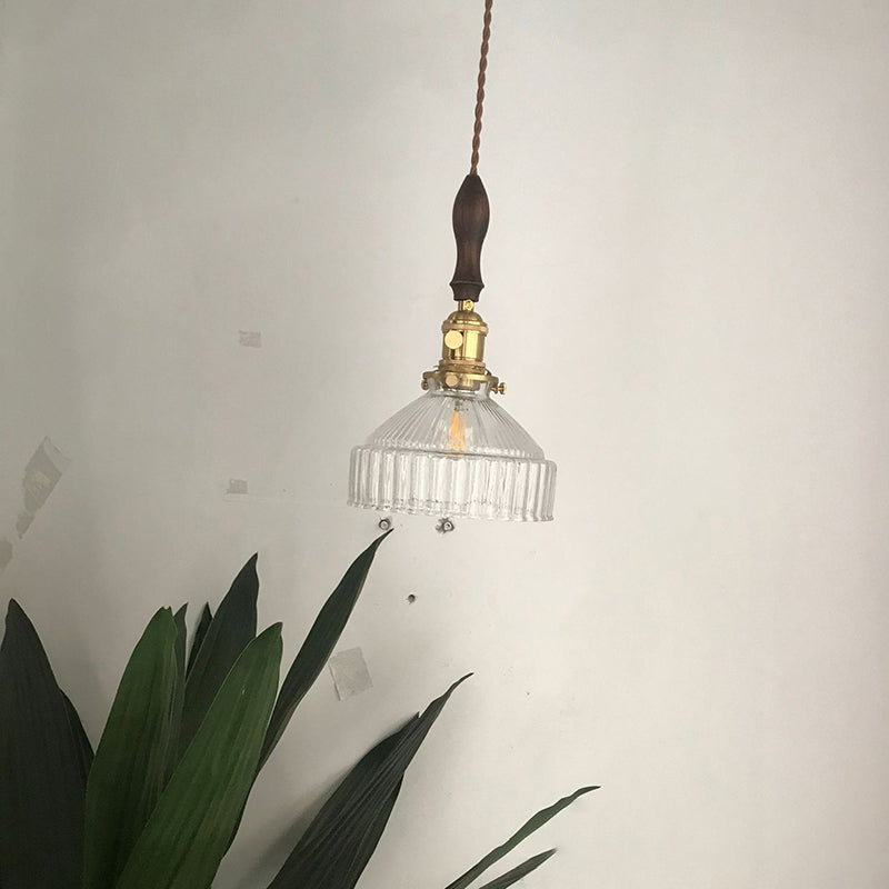 Clémence Lustre suspendu rustique abat-jour grange 1 lumière verre transparent