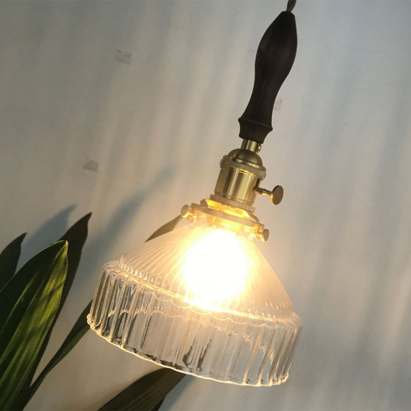 Clémence Lustre suspendu rustique abat-jour grange 1 lumière verre transparent