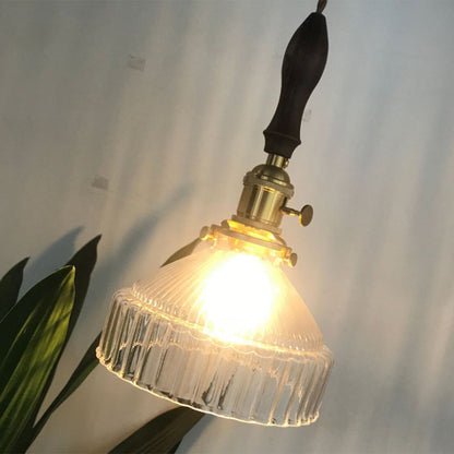Clémence Lustre suspendu rustique abat-jour grange 1 lumière verre transparent