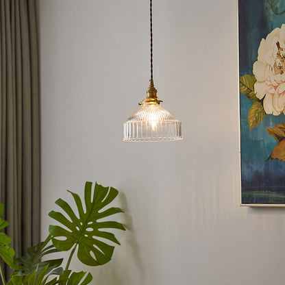 Clémence Lustre suspendu rustique abat-jour grange 1 lumière verre transparent