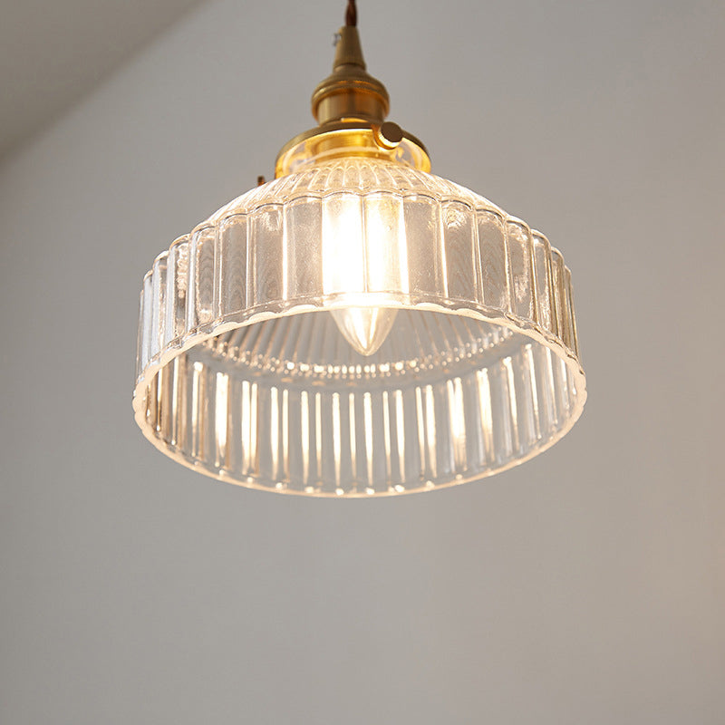 Clémence Lustre suspendu rustique abat-jour grange 1 lumière verre transparent