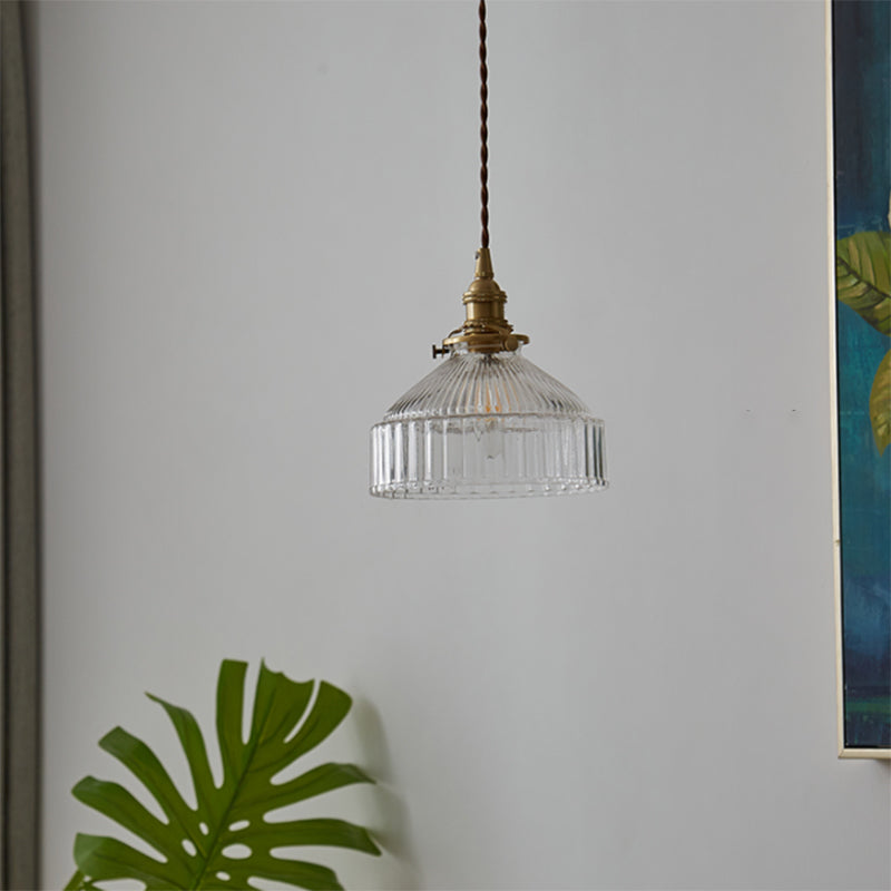Clémence Lustre suspendu rustique abat-jour grange 1 lumière verre transparent